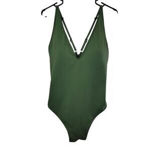 TA3 Swim Hi Cut Plungey Green Size 3X RL 2.0 Regular‎ Length Cinching Hour Glass